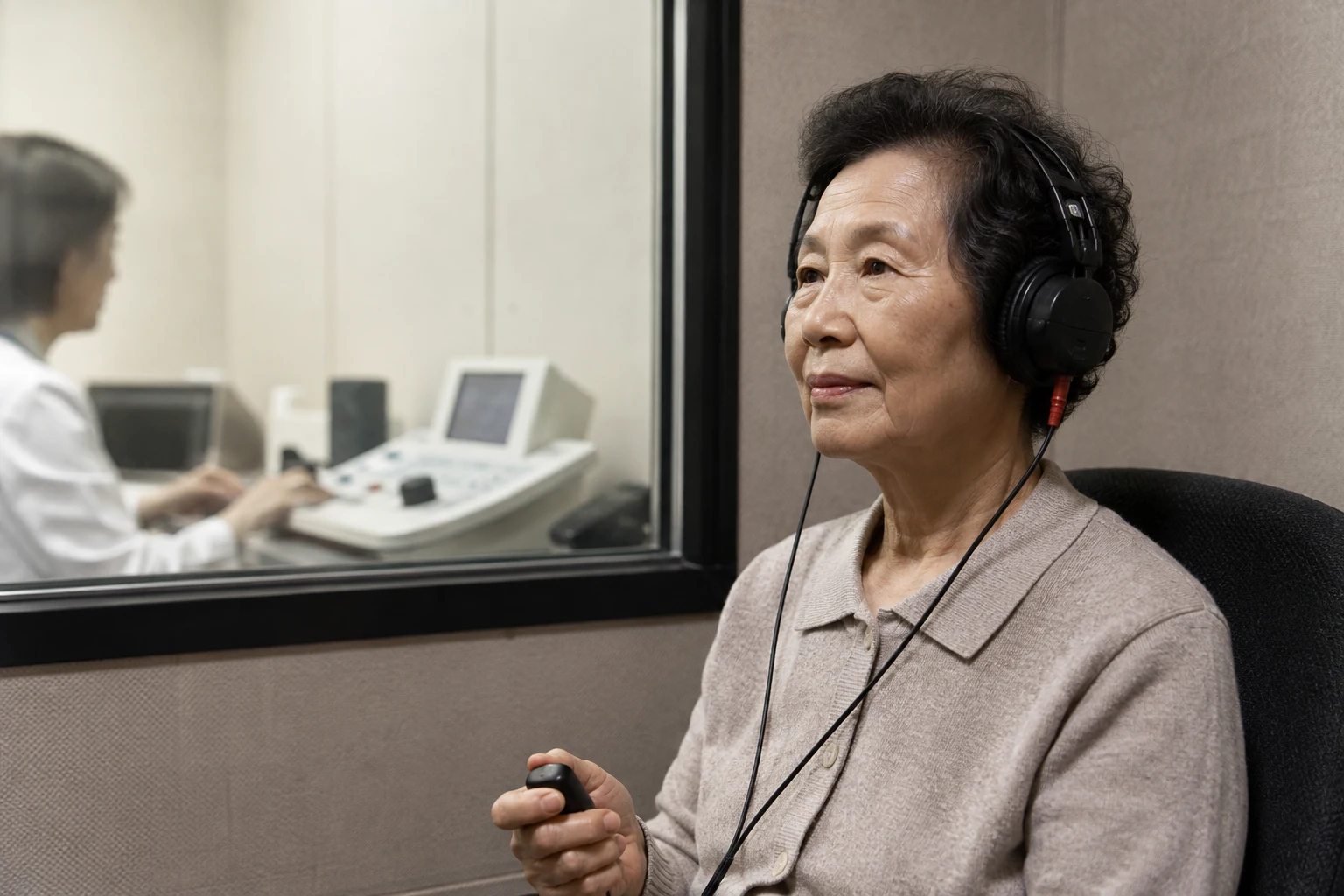 청력검사 병원 찾기 절차를 확인하는 장면